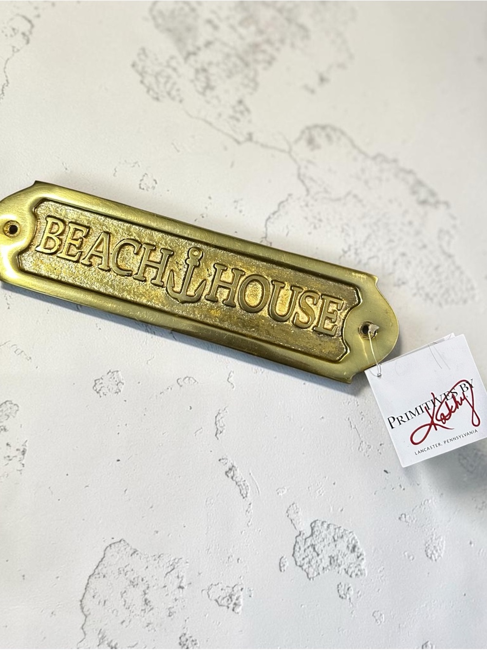 BEACH HOUSE Brass Plaque Wall Sign